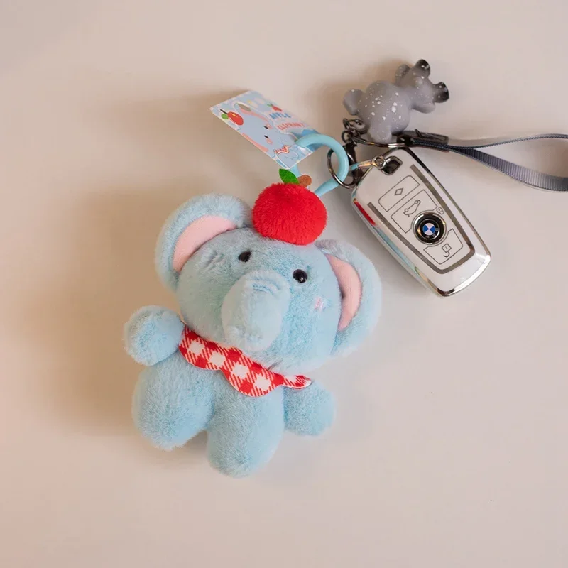 

Hot Sale 17cm Children's Kawaii Anime Plush Toy Blue Elephant Pendant Cute Cartoon Elephant Key Buckle Christmas Gifts