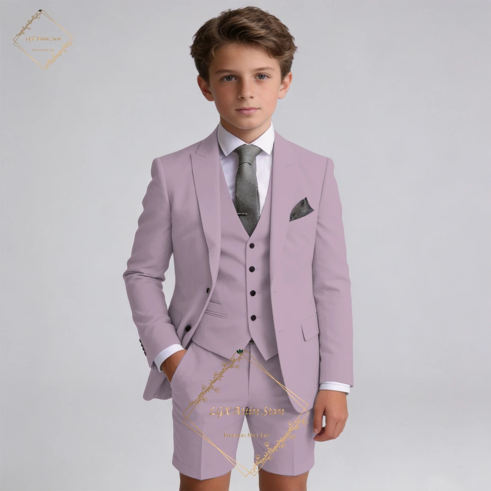 Boys' two-piece suit set, classic and elegant suit jacket + shorts set, summer children's wedding gentleman's formal wear.
