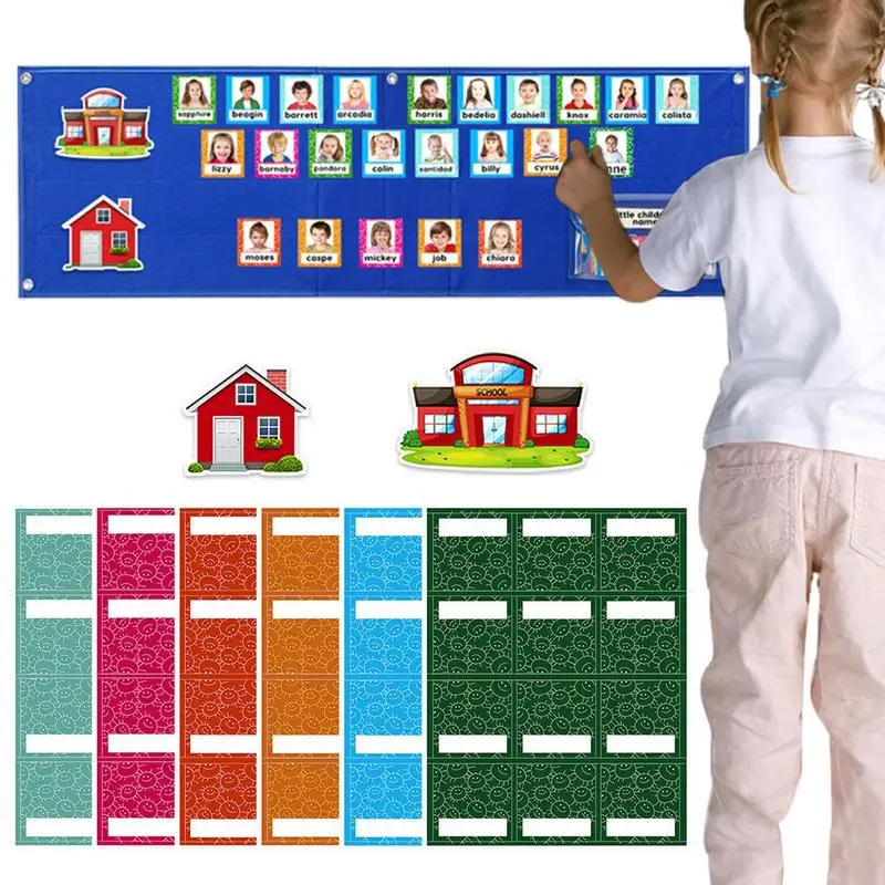 Who Is Here Today Attendance Pocket Chart Suitable For Classroom Preschool Kindergarten With 74 Colors Replacement Cards