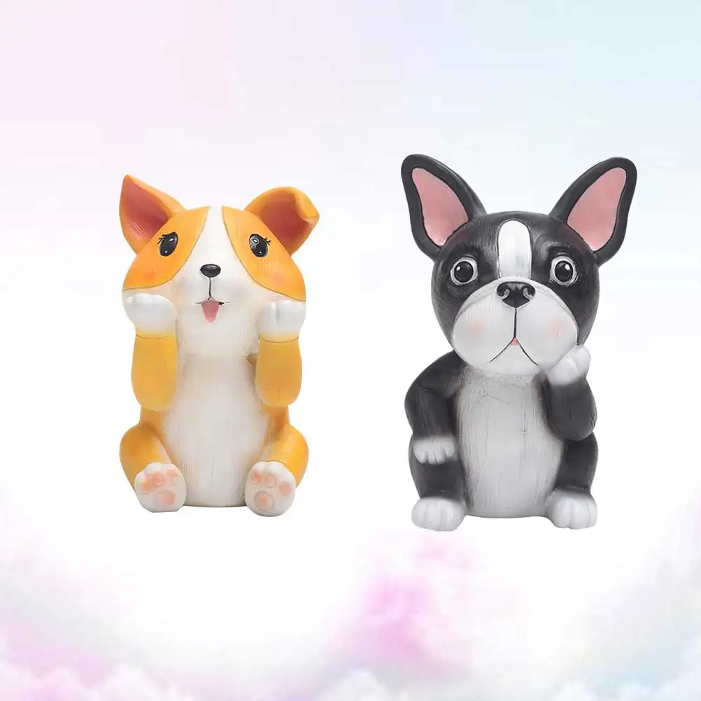 

2pcs Dog Shaped Resin Desktop Storage Rack Home Office Eyeglasses Organizer Multi Purpose Craft Decoration Gift Corgi Bulldog