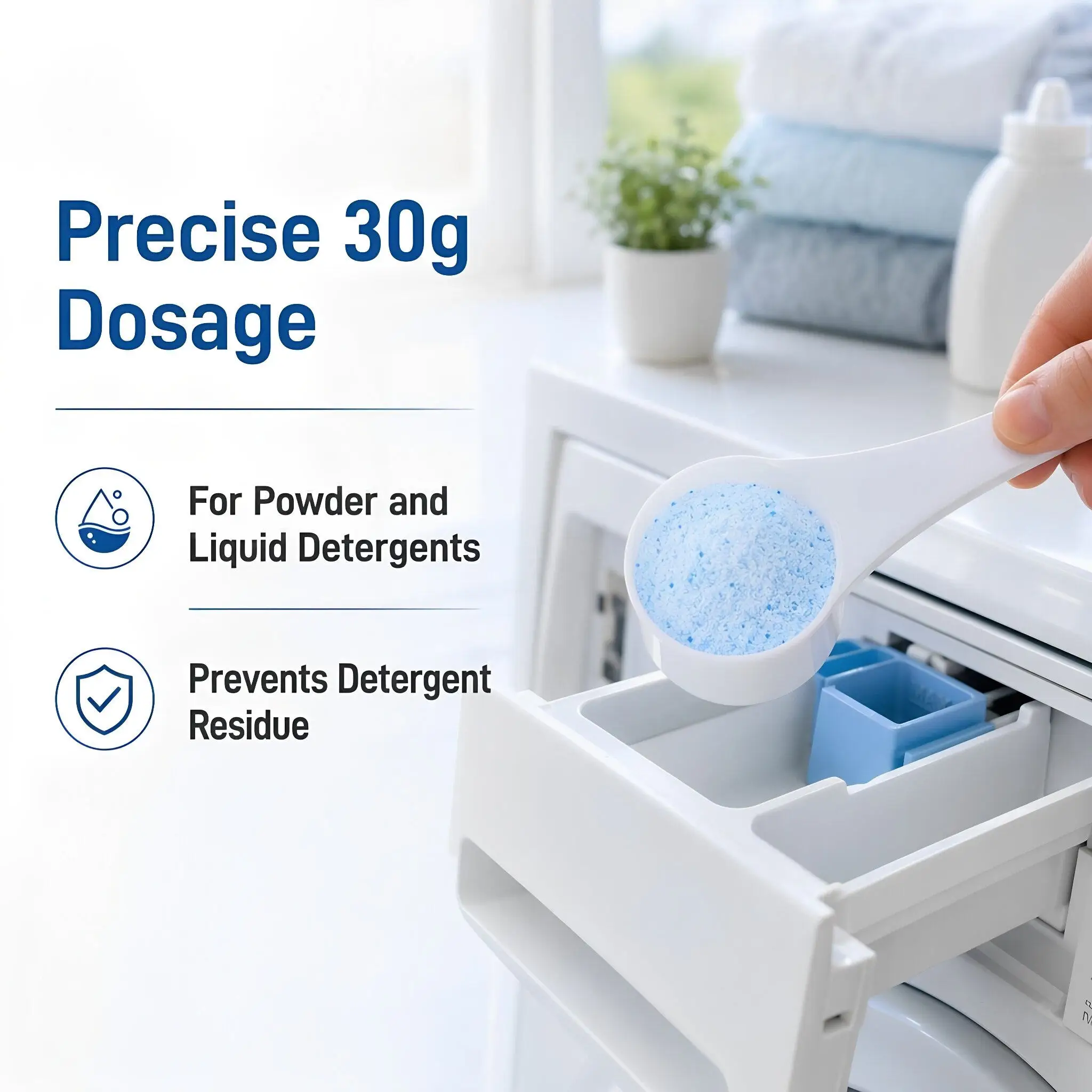 20Pack Plastic Detergent Scoop Laundry Measuring Spoon 30G Powder Liquid Dosing Flat Scoop for Bucket Laundry Room Use