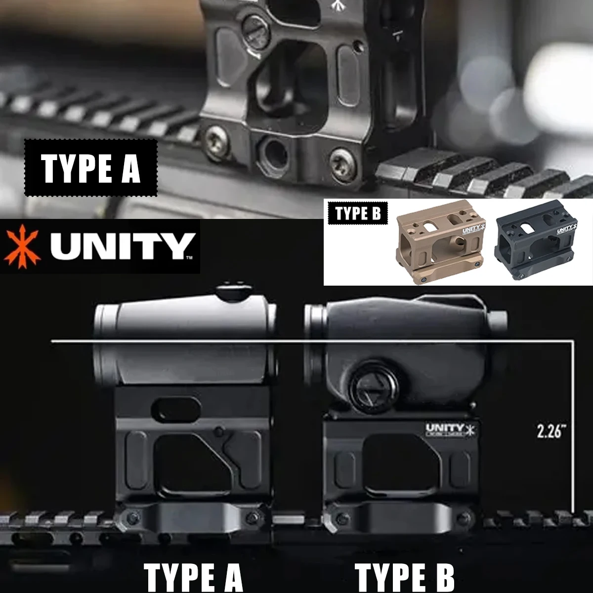 Support de montage optique UNITY Fast FTC 2,26 pouces pour viseur holographique EoTec 558, grossisseur G33 G43 G45 3X 5X, support Unity