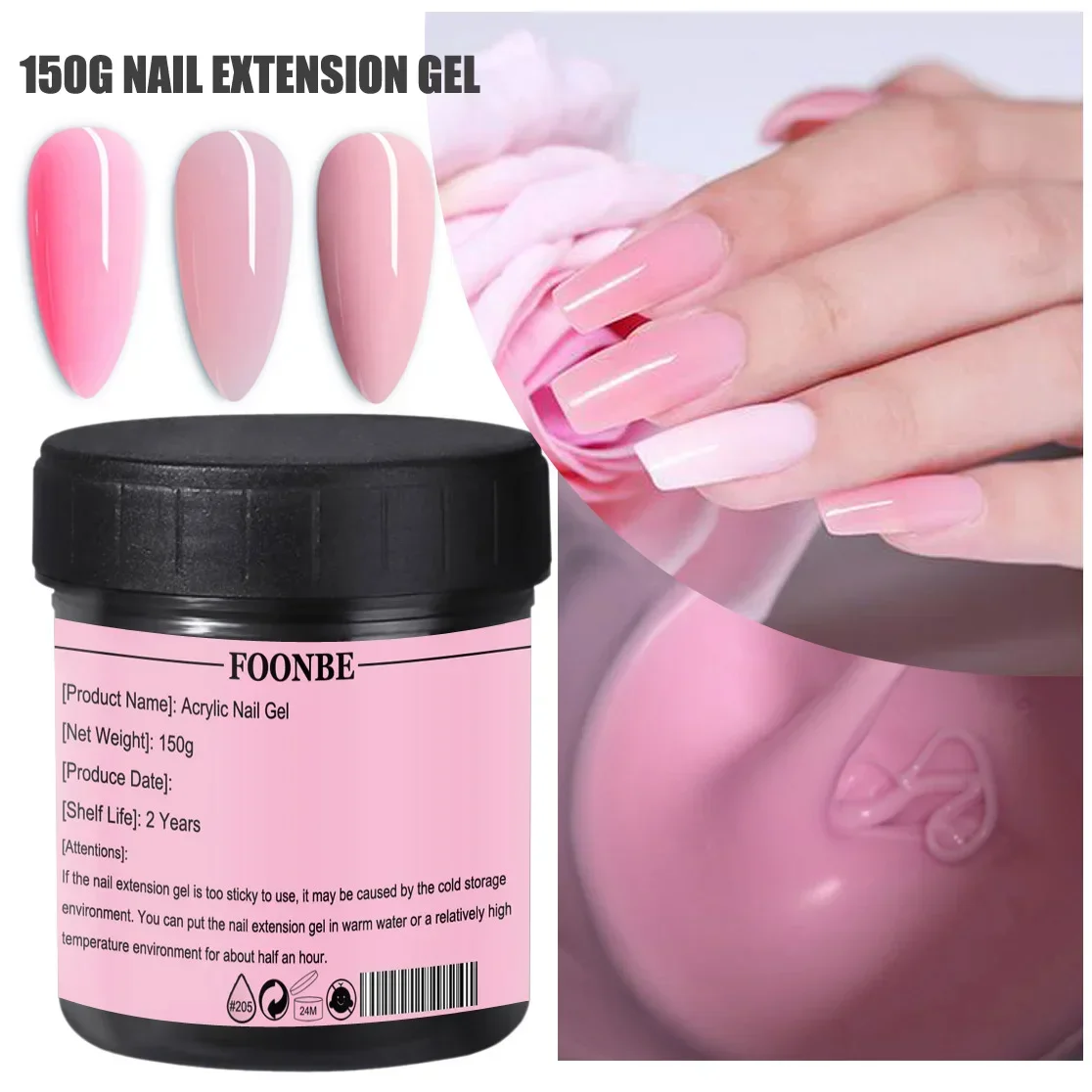 Gel de extensión de uñas color rosa y desnudo, Gel de gelatina de polietileno transparente, pegamento de construcción rápida, manicura acrílica para decoración de uñas, constructor lechoso, 150g