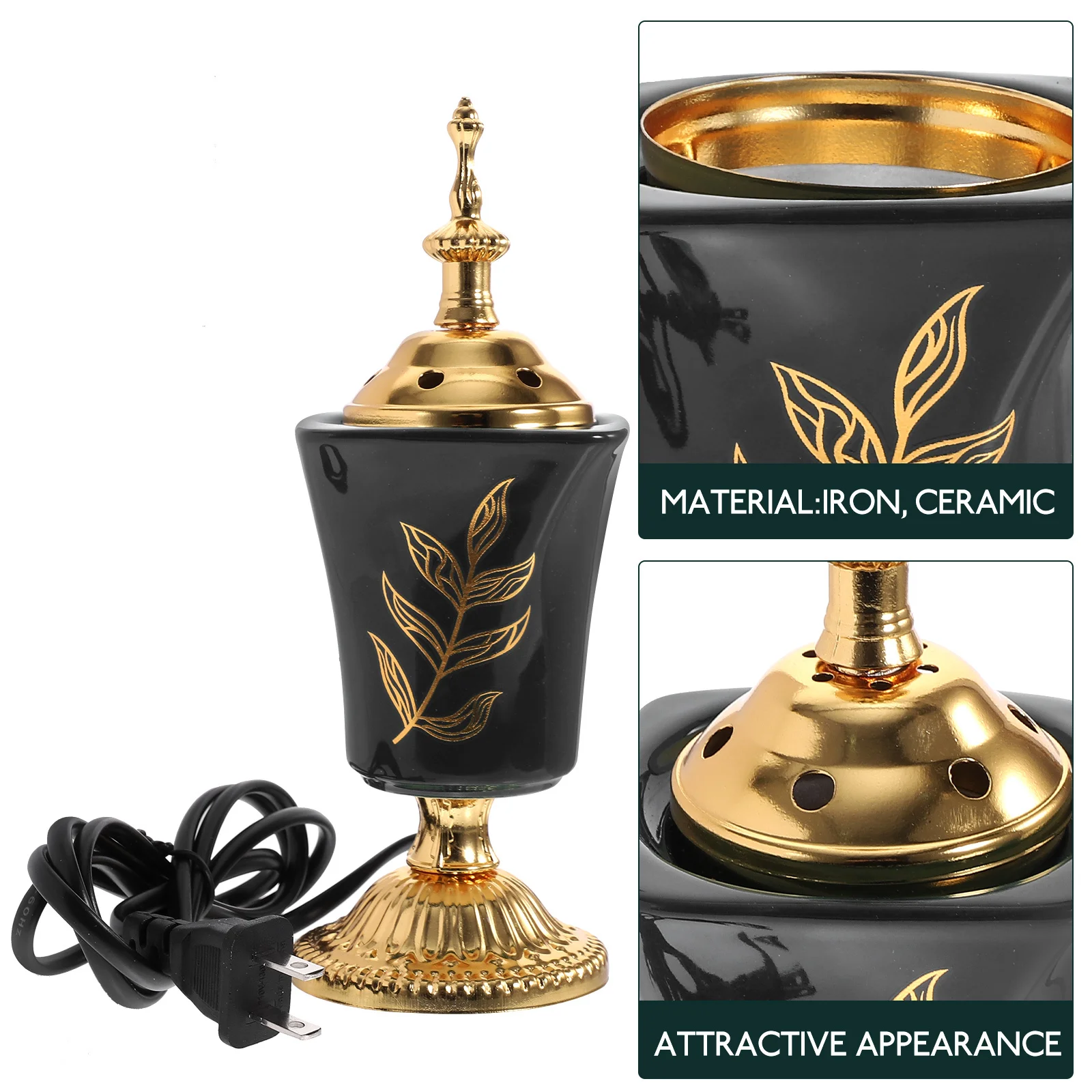 

Electric Incense Burner Middle East Design Metal Censer For Home Office Yoga Aroma Burner Vintage Desktop Ornament