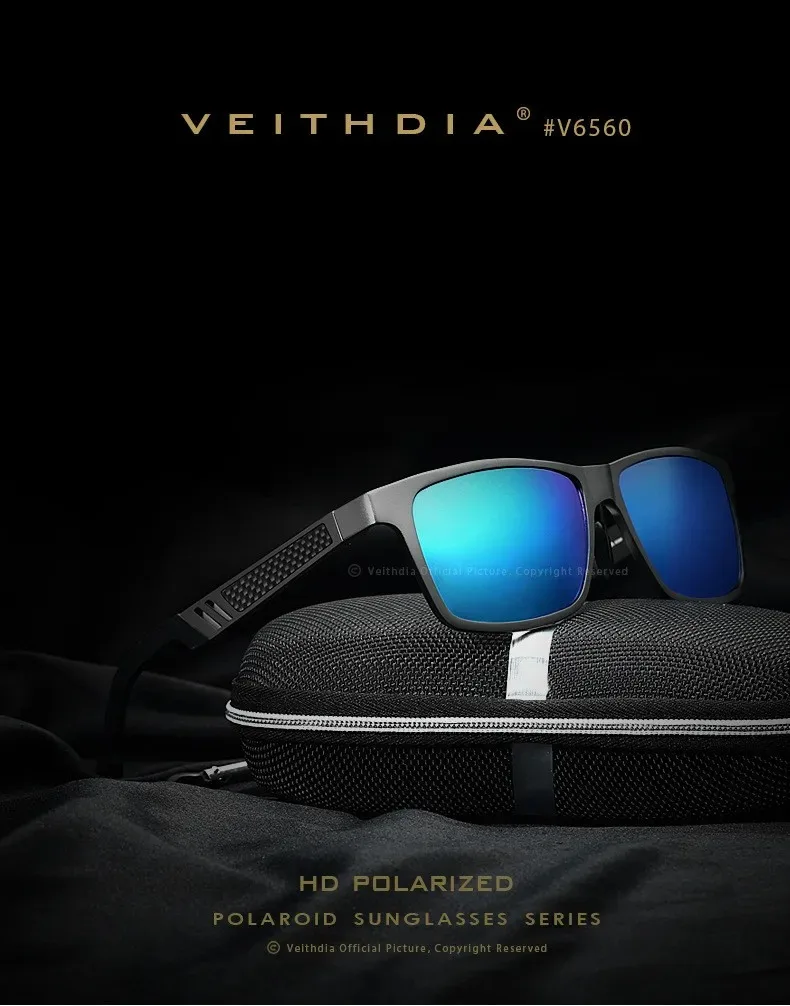Veithdia Herren Sonnenbrille Aluminium polarisierten Spiegel Sonnenbrille fahren Sport brille Brillen Zubehör für männliche Frau v6560 – Detail 3