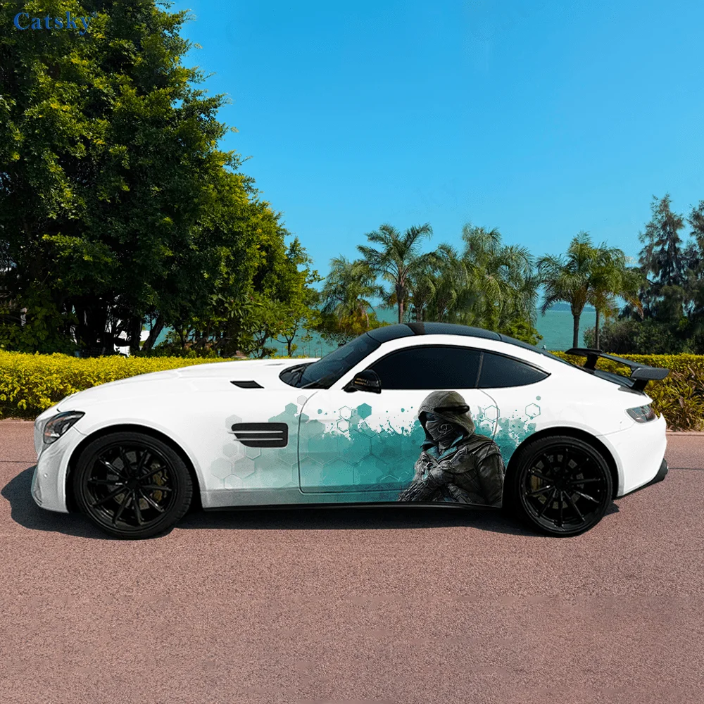 

Masked Man Colorful Smoke Car Vinyl Wraps Decal Self-adhesive PVC Sticker Suitable for Trucks SUV Decor Auto Accessories Gift