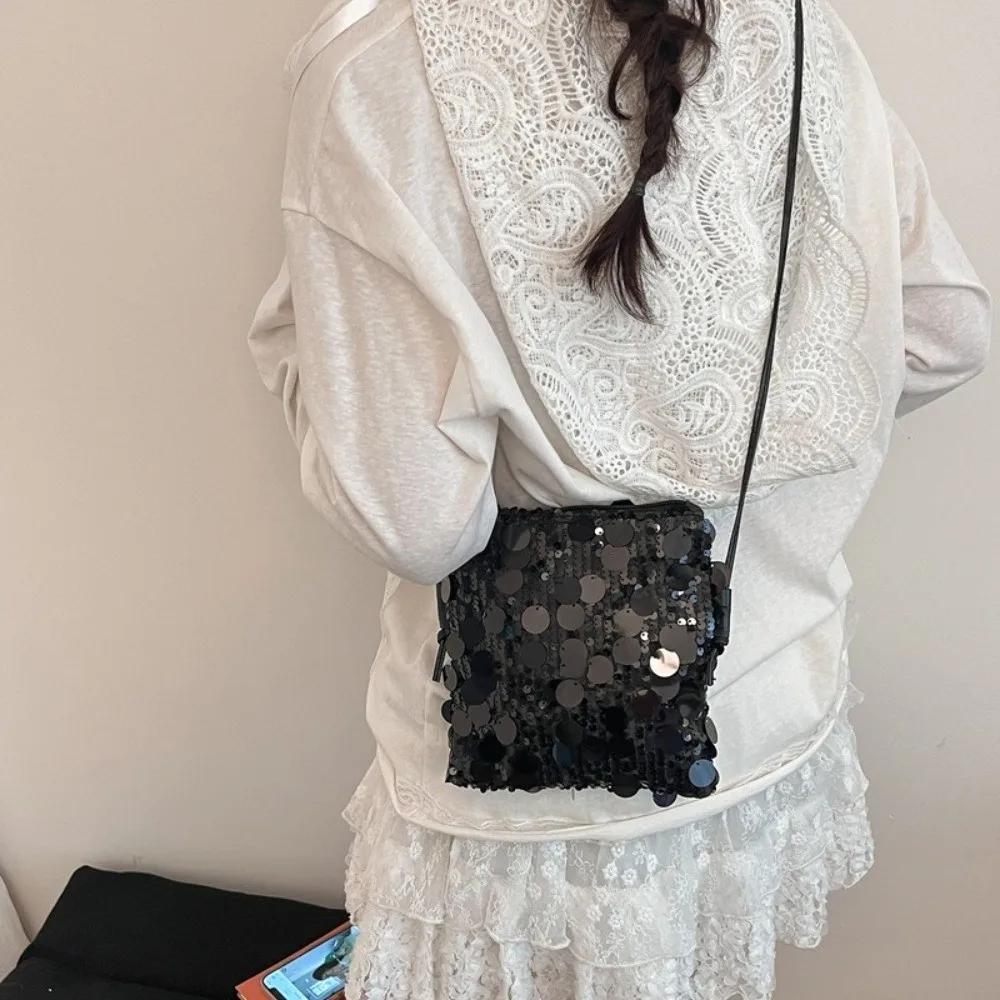 New Sequin Mini Crossbody Bag Women Shiny Glitter Evening Bag Square Bag For Party Wedding