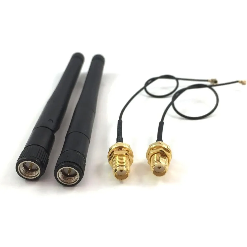 2pcs 433MHz Folding Rod Antenna 3dBi SMA Male Omni-Directional Aerial + 15cm IPEX UFL MHF1 to SMA Female Pigtail Coaxial Cable