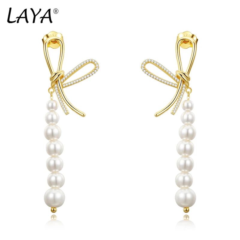 laya real 925 prata esterlina bonito arco em forma de gota perola longo balancar brinco para mulheres moda casamento joias finas 2023 tendencia 01