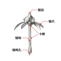 Folding Anchor for Fishing Boat, Lotus Anchor, Anti-rust Carbon Steel Assault Boat Inflatable Boat Fixing Accessories