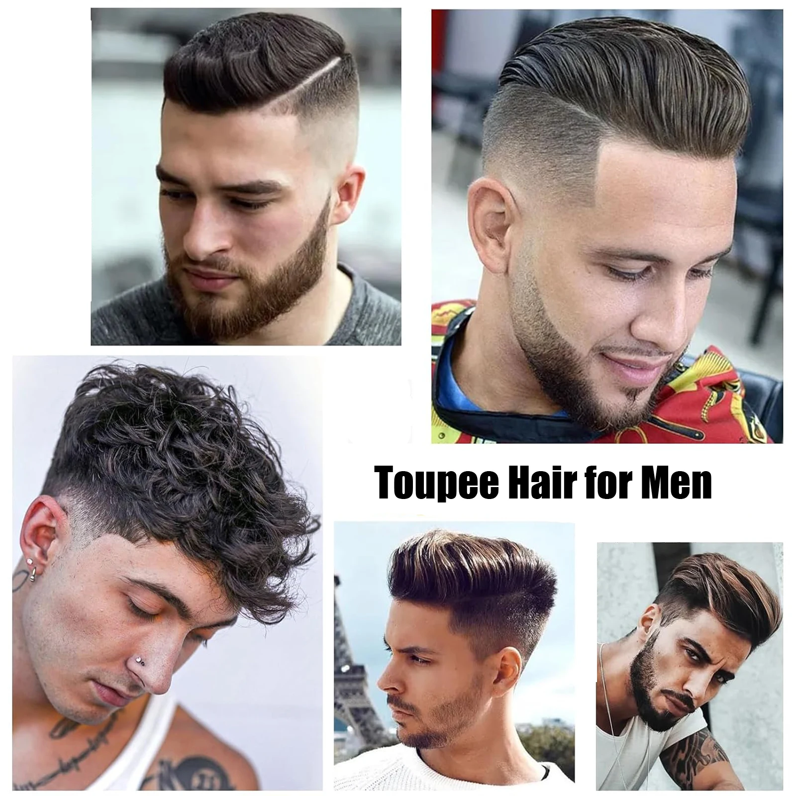 Seraphicwig Thin Skin Human Hair Men Toupee Full PU Hairpiece For Men Systems Unit #5 Natural Wave Styles, Mens Wigs Replacement Unit, 0.03mm, 8x10 Size