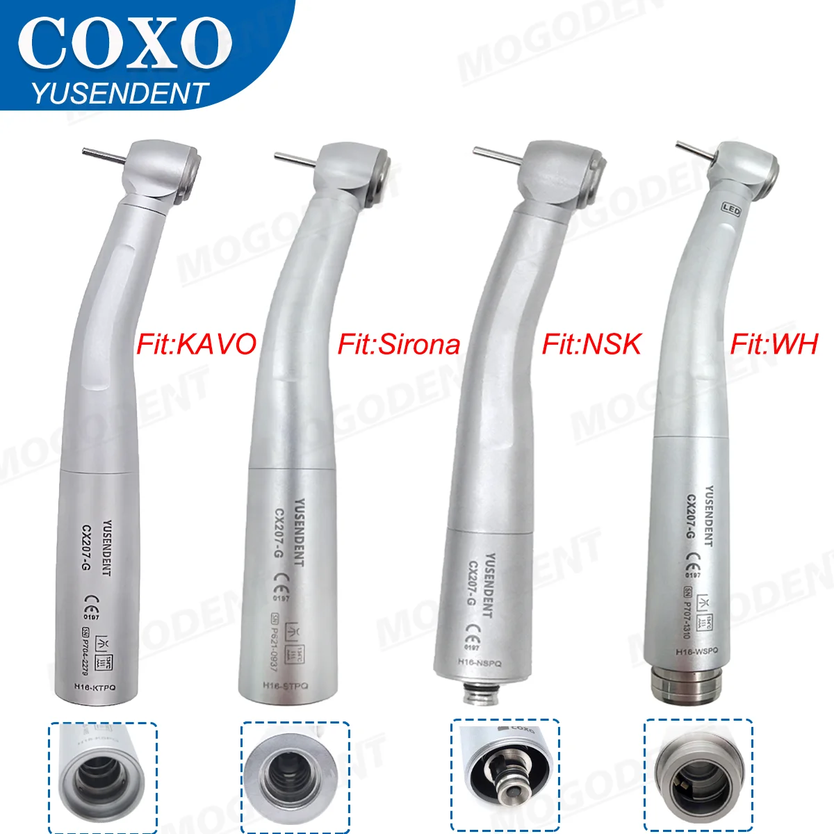 COXO CX207-G Dental Turbine Fiber Optic High Speed Handstück Luft Rotor LED Koppler 6 Löcher Fit KAVO NSK Sirona WH Zahnmedizin Werkzeug