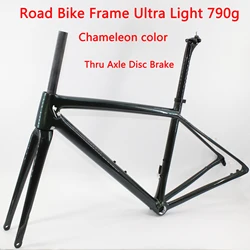 Chameleon Ultra Light 790g 700C Racing Road Bike Gloss UD Full Carbon Fibre Bicycle Thru Axle Disc Brake Frame Newest