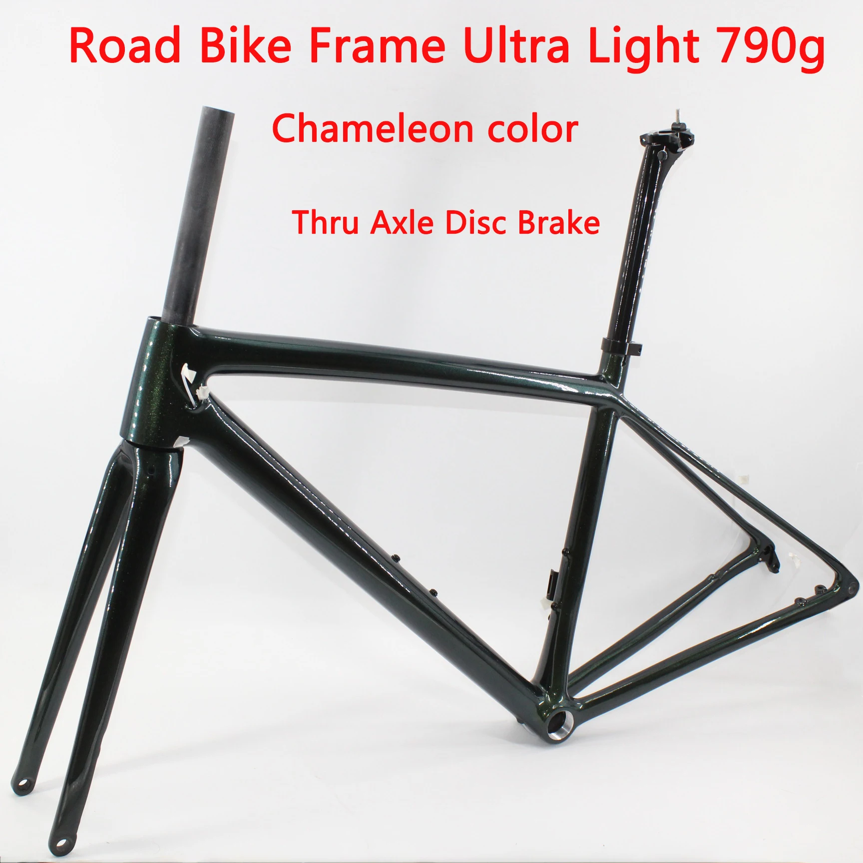 Newest Chameleon Ultra Light 790g 700C Racing Road Bike Gloss UD Full Carbon Fibre Bicycle Thru Axle Disc Brake Frame