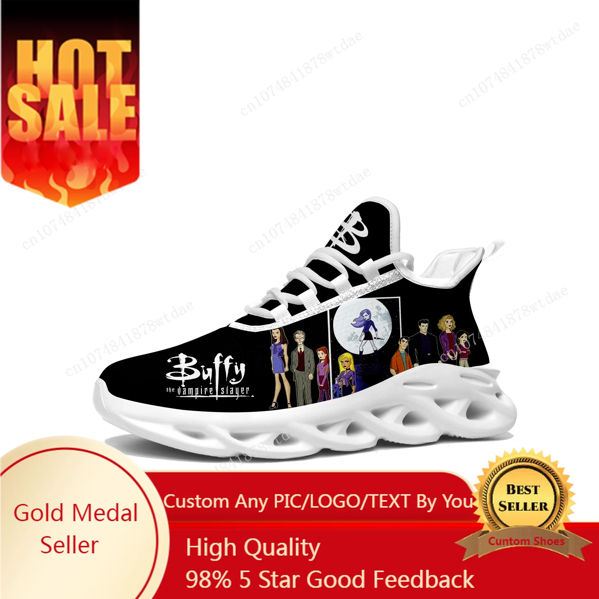 Buffy The Vampire Slayer Cartoon Flats Sneakers Men Women Teenager Sports Running Shoe High Quality Custom Lace Up Mesh Footwear