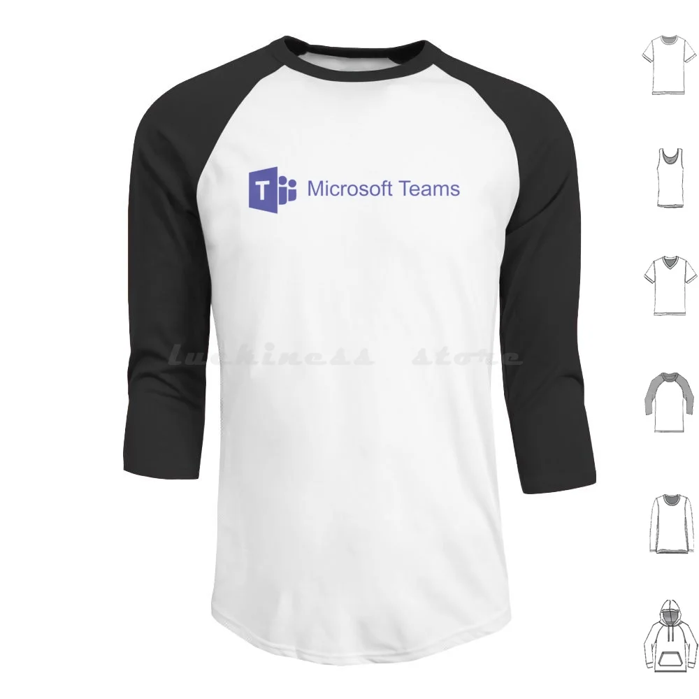 Blue Microsoft Teams Logo Text Serif Hoodie Cotton Long Sleeve Microsoft Teams Microsoft Teams Azure Windows