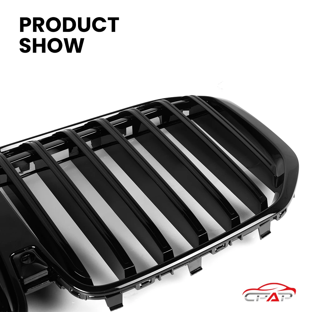 Auto Frontstoßstange Nierengitter Grills Einzelne Lamellenhaube Racing Grill Glänzend Schwarz Für BMW X7 G07 LCI 2023-IN – Detail 5