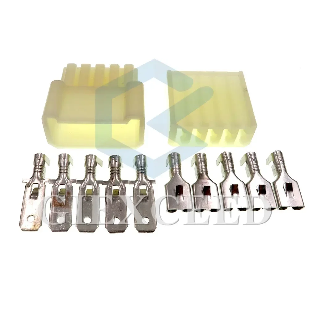 2 Sets 5 Pin Car Auto Window Lift Switch Sockets Female Male 6.3mm Big Current AC Assembly Automotive Connectors