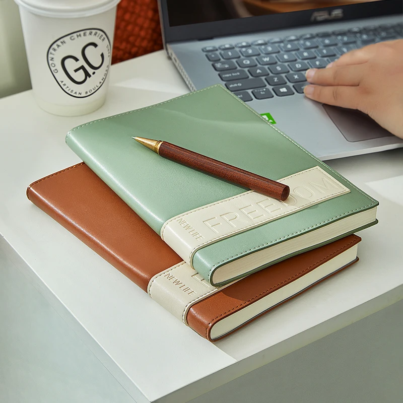 A5 Soft Pu Leather Freedom Notebooks and Journals Business Office Lined Notepad to Do List Plan Notebook School Stationery