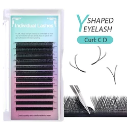 YY Shape Eyelash Extensions 0.07 C D Curl Natural Soft Double Tips False Eyelashes Premade Volume Fan Lashes Y Makeup Wholesale
