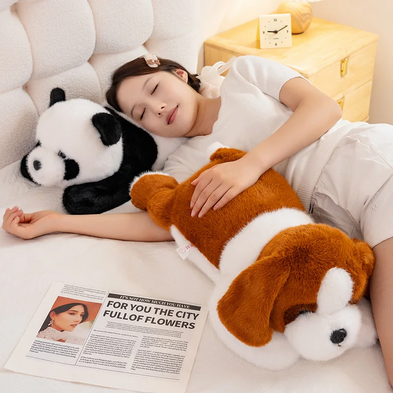30/40/50cm Kawaii Lying Animal Plush Doll Pillow Panda Dinosaur Hippo Dog Plush Toy Home Decor Appease Gift For Children view 5