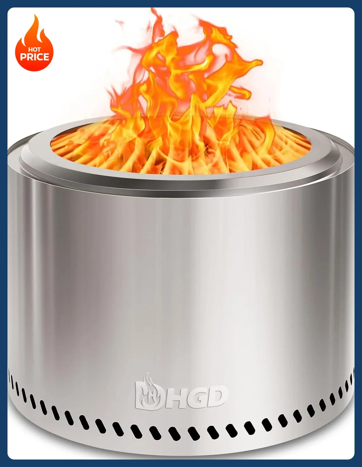 

Ограниченное по времени предложение! Бездымная уличная печь-кострище 19,8 дюйма, из нержавеющей стали, для сжигания дров, с вторичным сжиганием, для заднего двора