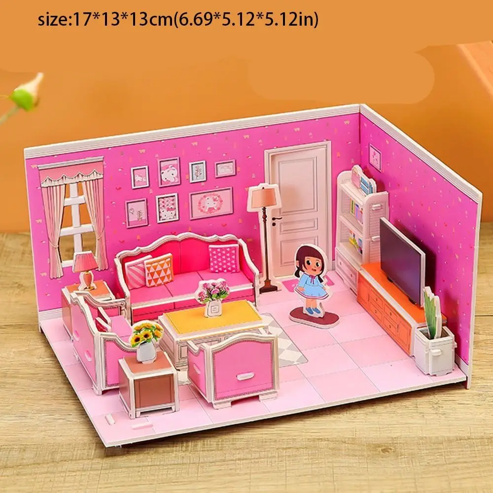 Fashion Paper 3D Paper Puzzle Room DIY Educational Boys Girls Assemble Gift Bedroom Kitchen Building Kit Boys