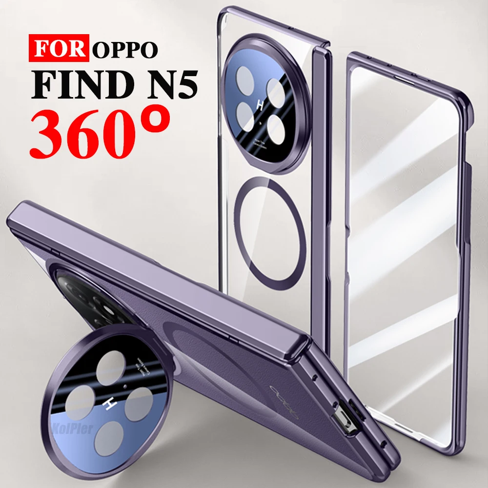 

Plating Clear Alloy Lens Stand Holder Cases For OPPO Find N5 FindN5 For Magsafe Magnetic Flip Camera Protection Cover