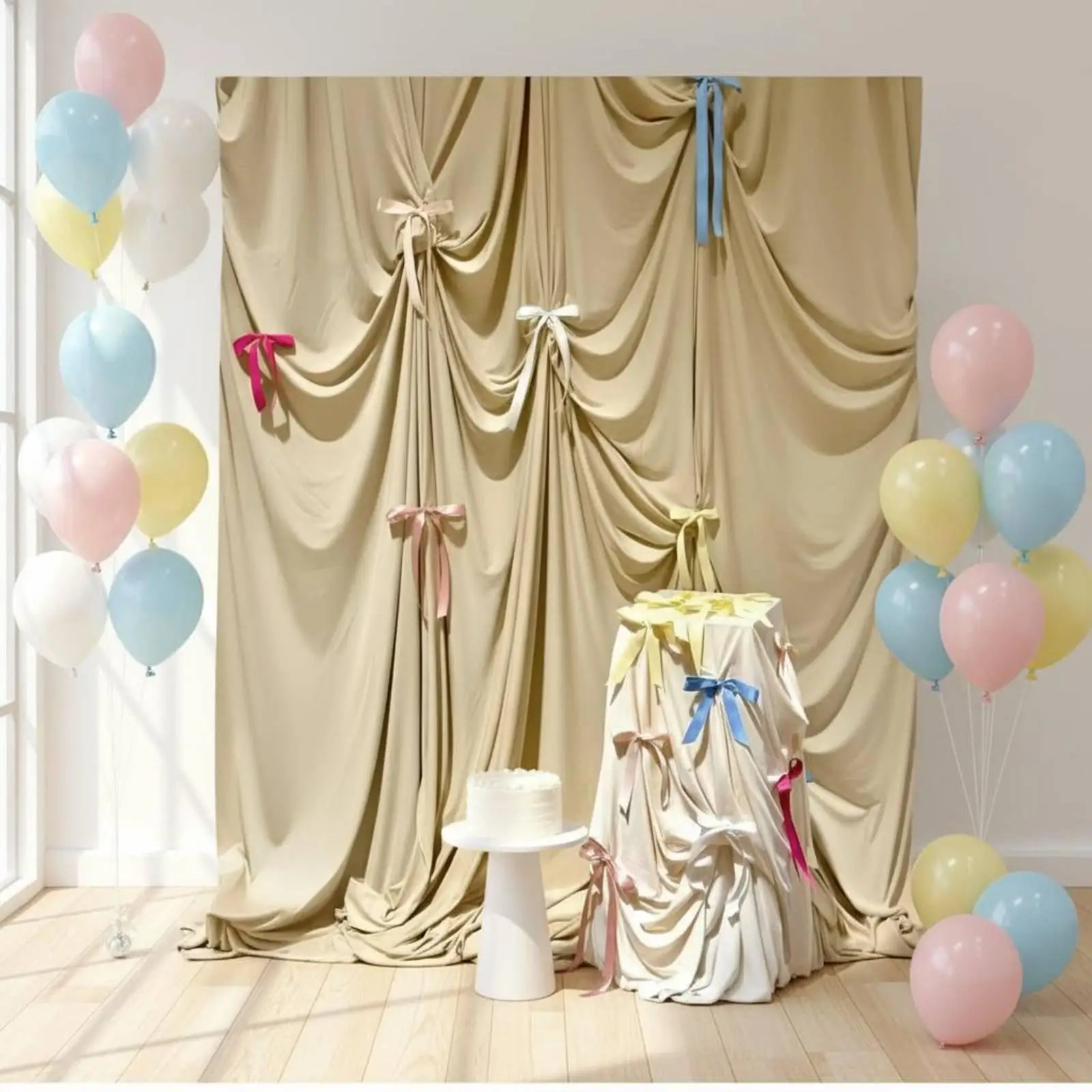 Customizable Pleated Cotton Linen Backdrop for Photoshoot Baby Shower Wedding Decoration Fabric Cover
