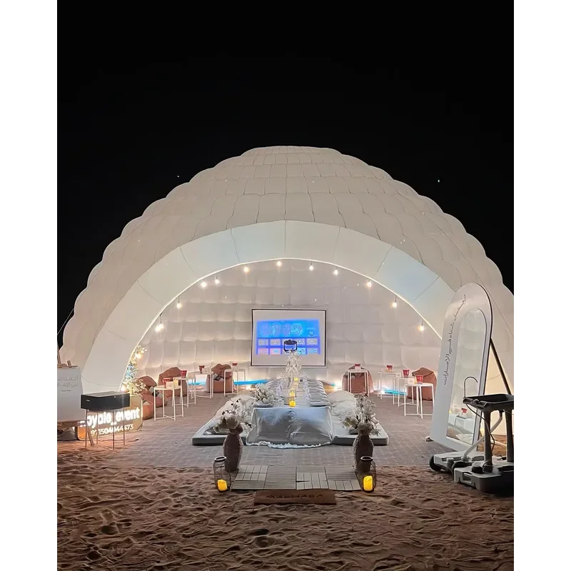 2026Outdoor Inflatable Igloo Dome Tent with LED Light and Blower White Air Inflatable Shell Tent for Club Party Wedding