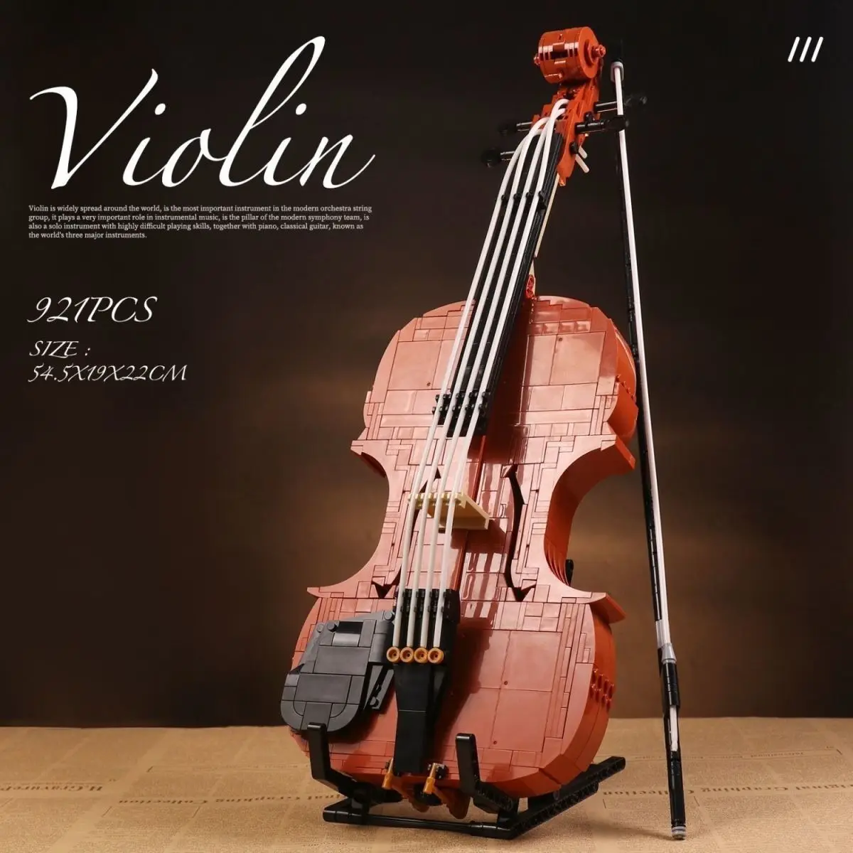 Creative Classic Idea Artist Violin Building Blocks Collection Musical Instrument Model Assembly Bricks Toys Childrens Girl Gift