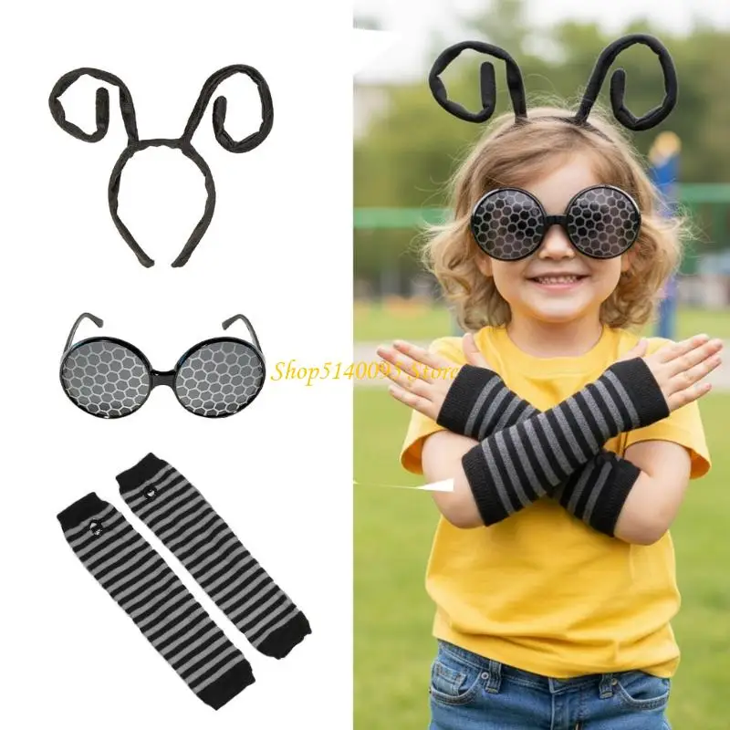 Phụ kiện trang phục nhân vật hoàn chỉnh DXAE Kính đeo đầu có thể co giãn và bao tay để sử dụng trên sân khấu