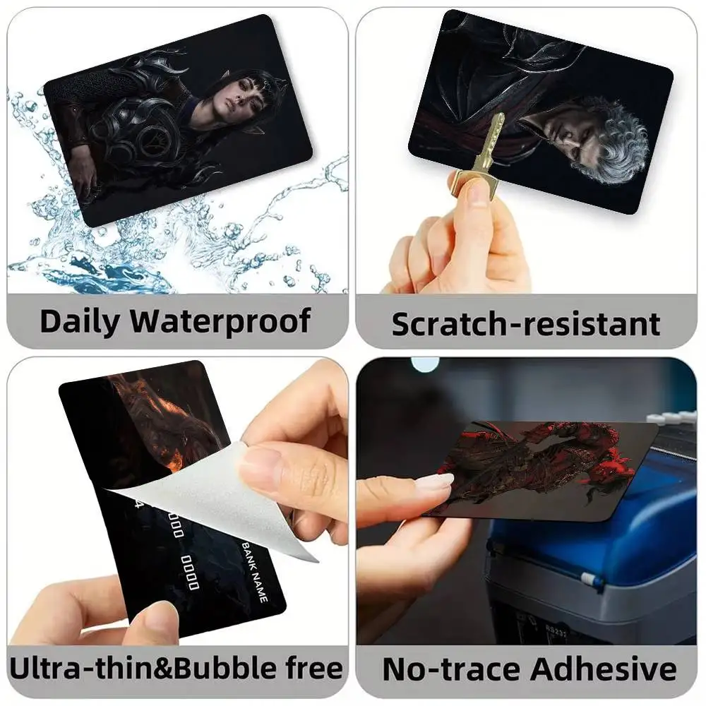 Game B-Baldurs Gate Anime Credit Card HD Stickers Small Chip Waterproof Sticker Game Card Decal Gift
