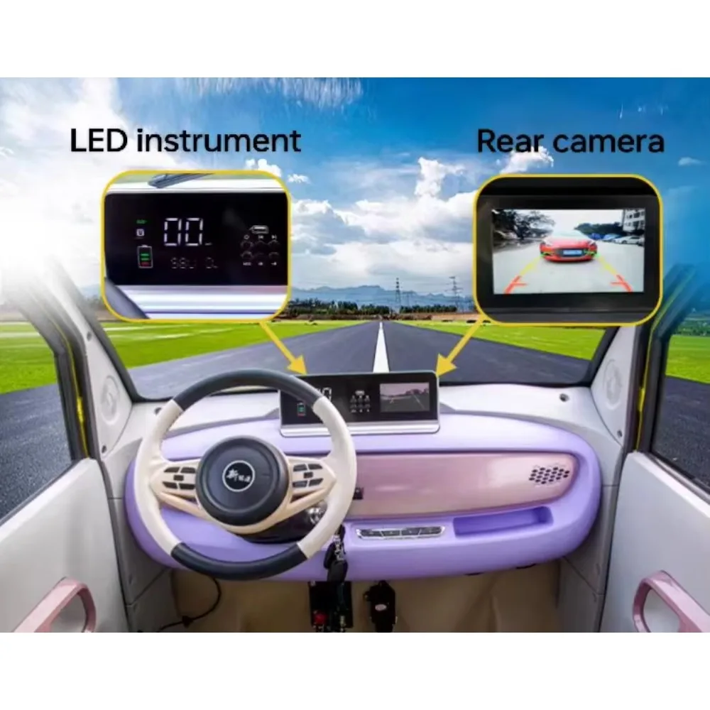 Family 4-Wheel Electric Car with Passenger Seat - Left Rudder Design Fully Enclosed Slow Moving Adult Driving Vehicle