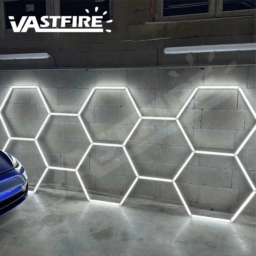 

Honeycomb hexagonal LED ceiling garage light, super bright 6500K cold light, suitable for 4S workshops, home garages, gyms