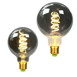 Vintage E27 Edison Bulb Smoke Glass Globe 2700Kelvin Warm Led Filament 220-240V 4W Dimmable Spcialty Decorative Light Bulb