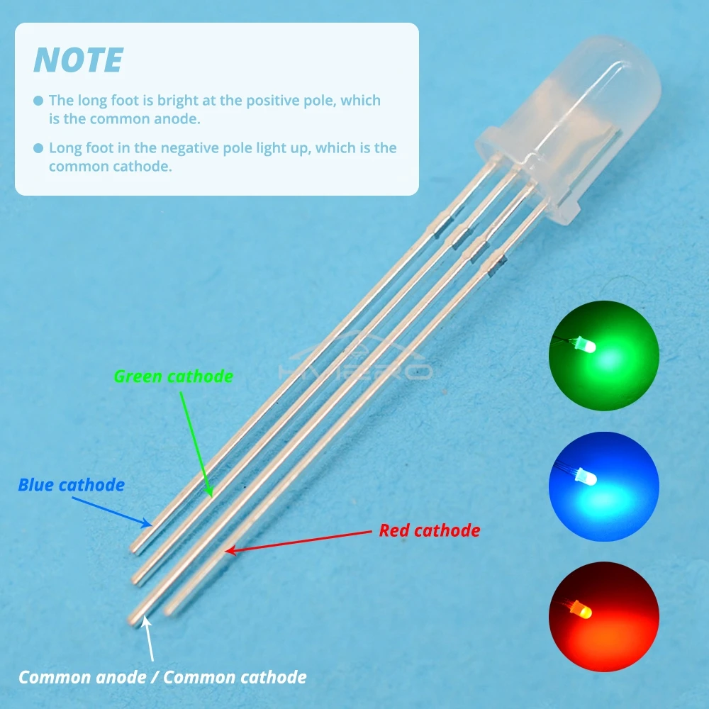 10Pcs Min 5mm Round 4pin Diffused RGB Tri-Color Common Cathode Red Green Blue Emitting Diode LED Lamping Bulb Light Multipurpose
