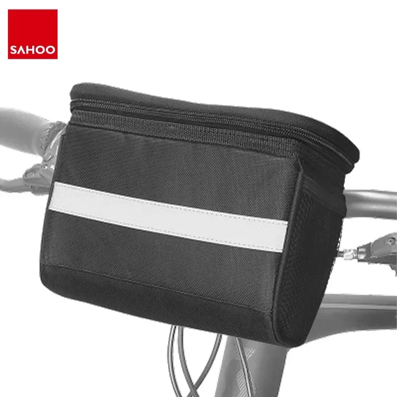 Road Bike Handlebar Bag 2L Dropbar Mobile Phone Storage Pouch w/ Transparent Touch Screen 3 Straps on Bicycle Frame Pannier