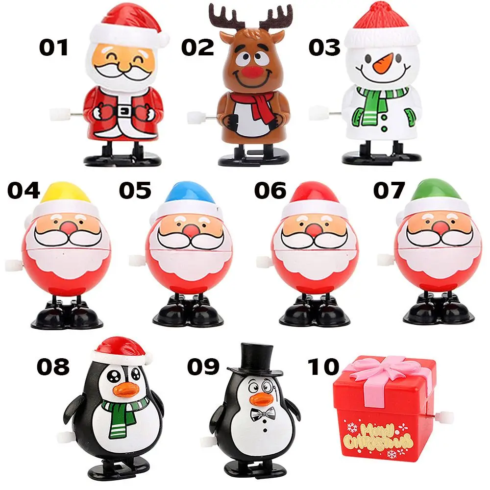 Feestartikelen Clockwork Bounce Toy Penguin Christmas Wind Up Toys Rendier Assortiment voor kinderen Jongens Meisjes Kerstman