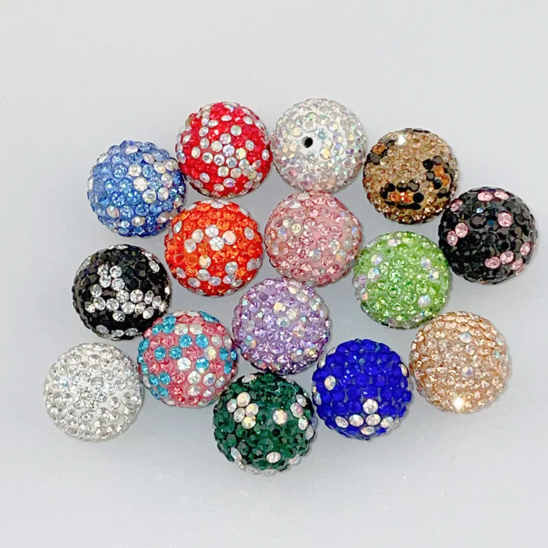 30pcs16mm Crystal Rhinestones Paved Round Clay Gumball Bubblegum Jewelry Beads Fit Girls Earring Ornament Accessories Material