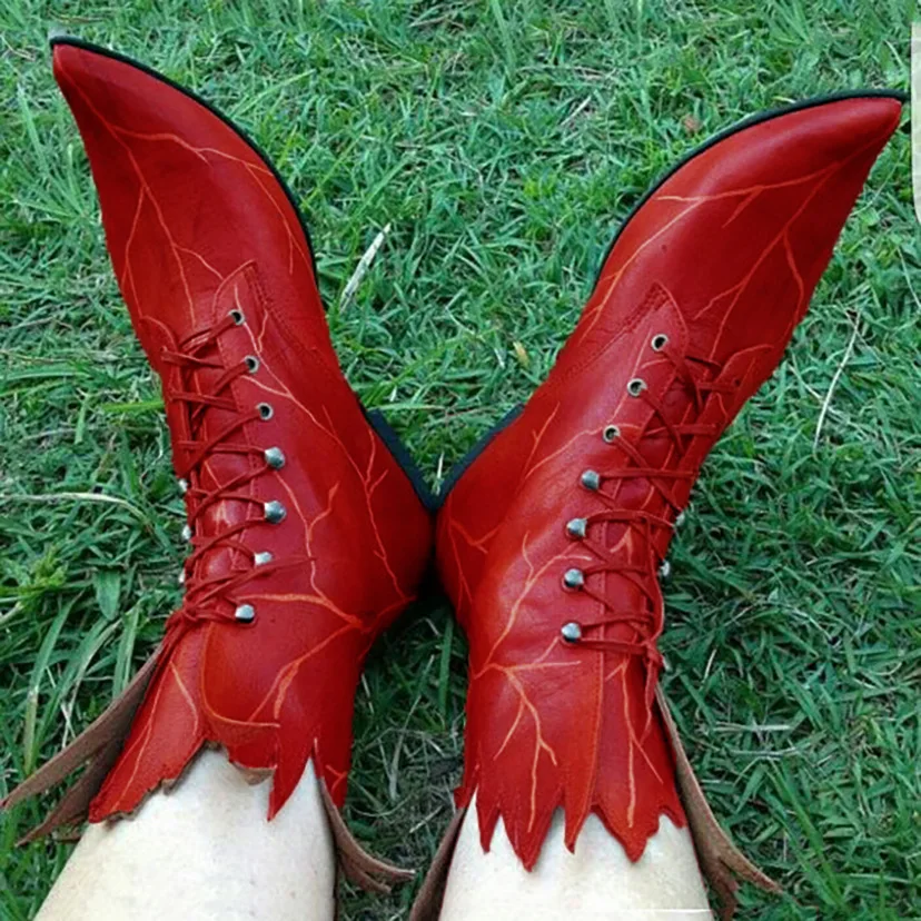 

Men's And Women's Fairy Cosplay Retro Shoes Imitation Leather Medieval Costume Props Gothic Elf Witch Boots Tree Elf Leaf Boots