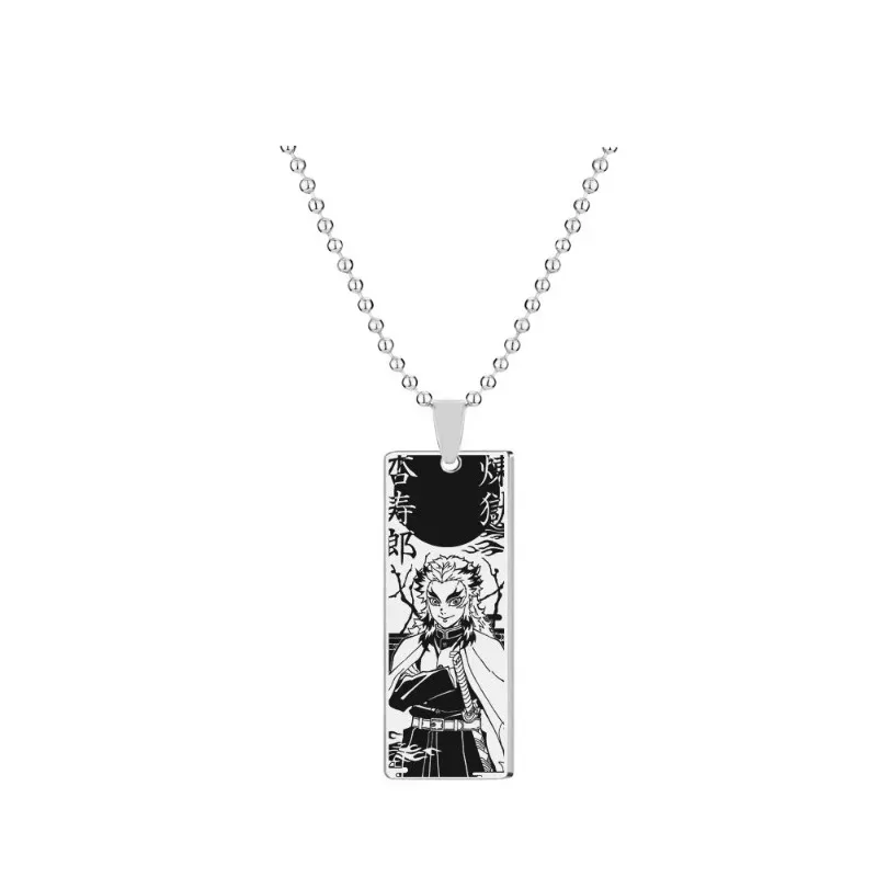 Anime Ghost Annihilation Blade Charcoal Zhi Lang Ni Douzi Character Image Stainless Steel Laser Necklace Cartoon Pendant