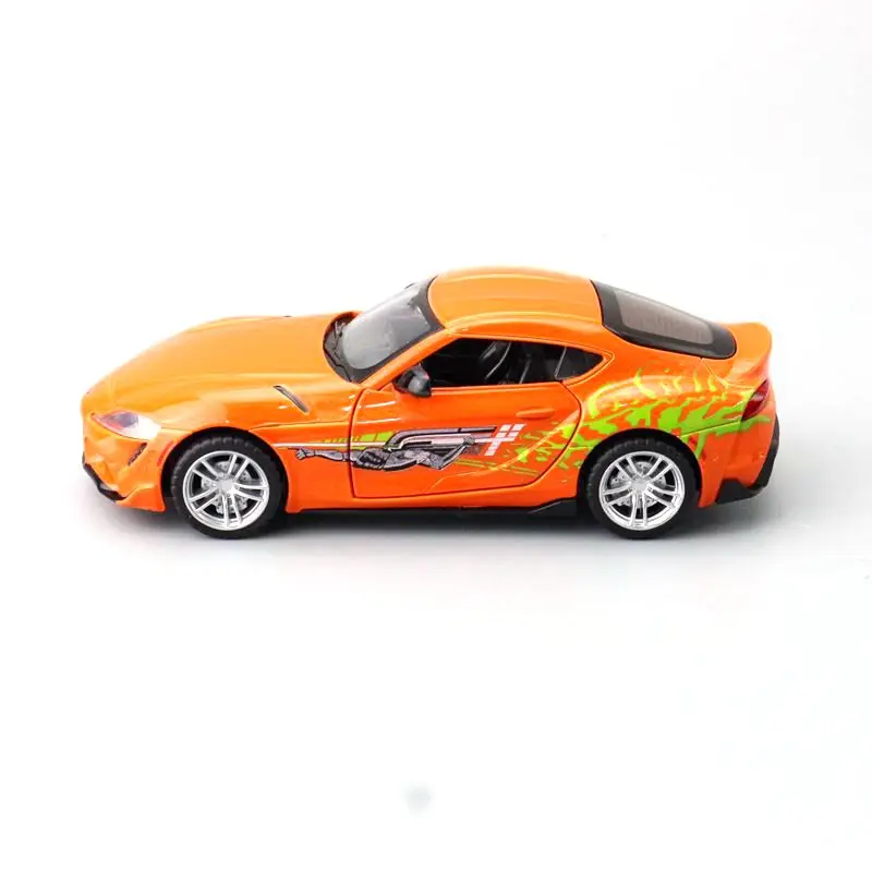 1:31 Toyota GR Supra Diecast Metal Toy Car Miniature Model Racing Pull Back Doors Openable Sound & Light Collection Gift for Boy