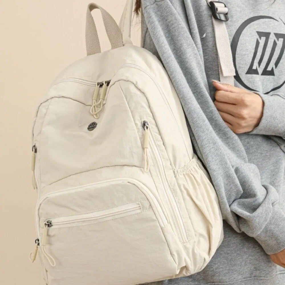 Large Capacity Nylon Backpack Lightweight Secure Zipper Closure Daypack Adjustable Straps Durable School Backpack Daily Use