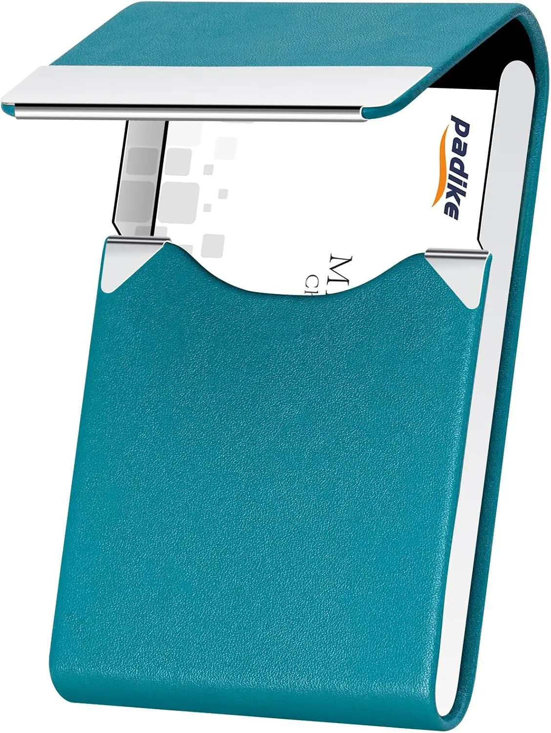 

Slim PU Leather Business Card Holder with Magnetic Shut, Stainless Steel, 3.7x2.4 inches, for Men and Women