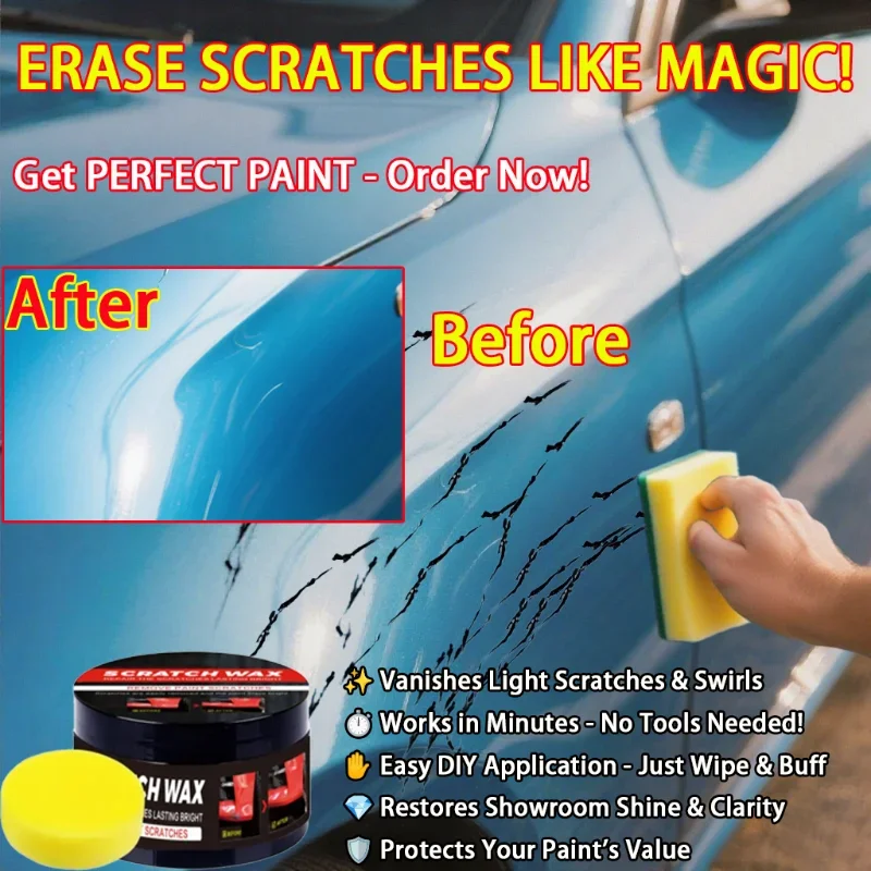 

YC4 5-минутный ремонтный комплект Паста для удаления царапин в автомобиле — мгновенное удаление потертостей и вихревых отметков — глянцевая отделка, водонепроницаемый экран QC16