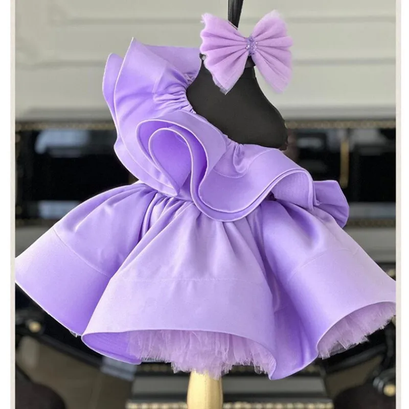 New Children's Purple Evening Princess Ball Gown Girls Fashion Birthday Party Wedding Performance Dress y1301