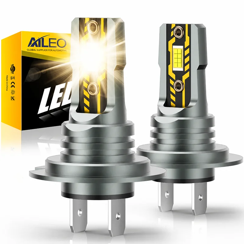 AILEO 2 PCS H7 LED Headlight Bulb LED H7 4300K 12V 60W Pair 10000LM Fanless 300% Brighter Car Headlight Bulbs