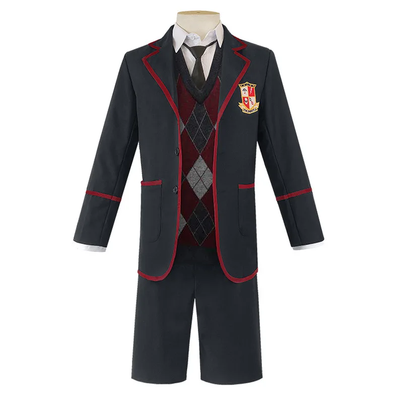 The Umbrella Academy Cosplay School Uniform Men Women Full Set Halloween Carnival Outfit Adult Cos Costume Black Jacket Shirt Ti - view 3