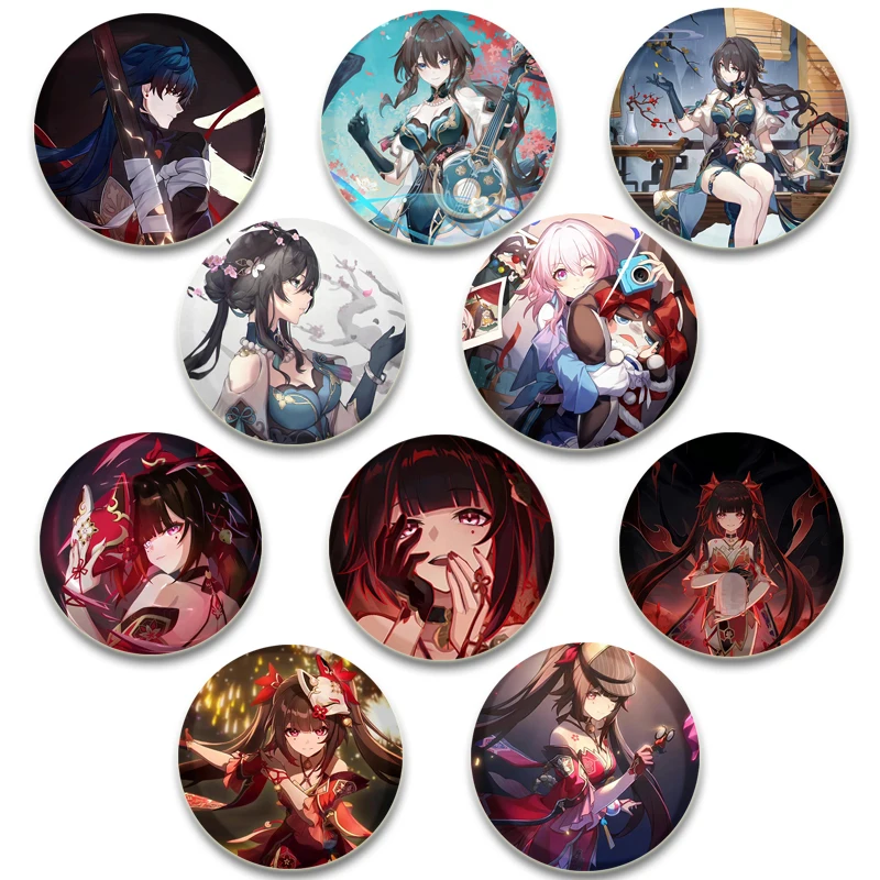 58mm Anime Game Honkai：Star Rail Brooch Pin Cosplay Stelle Caelus March 7th Badge Brooches Bag Accessories Jewelry Gift